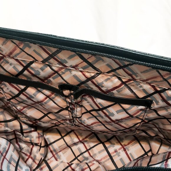 Nine West Black Satchel Handbag Purse Grommets Double Strap Bottom Stud 10" - Picture 5 of 9